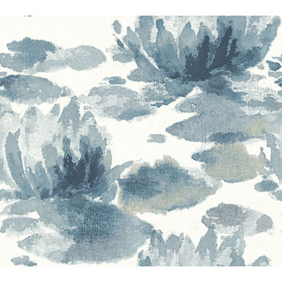 York Water Lily Dark Blue Wallpaper NA0527