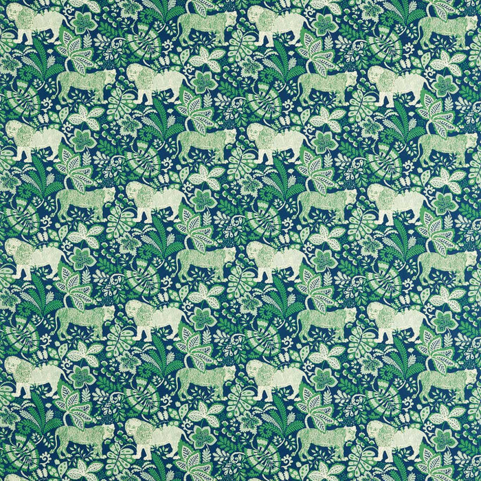 Scion Rumble in the Jungle Midnight/Mint Leaf 121040 Fabric Sample NART121040