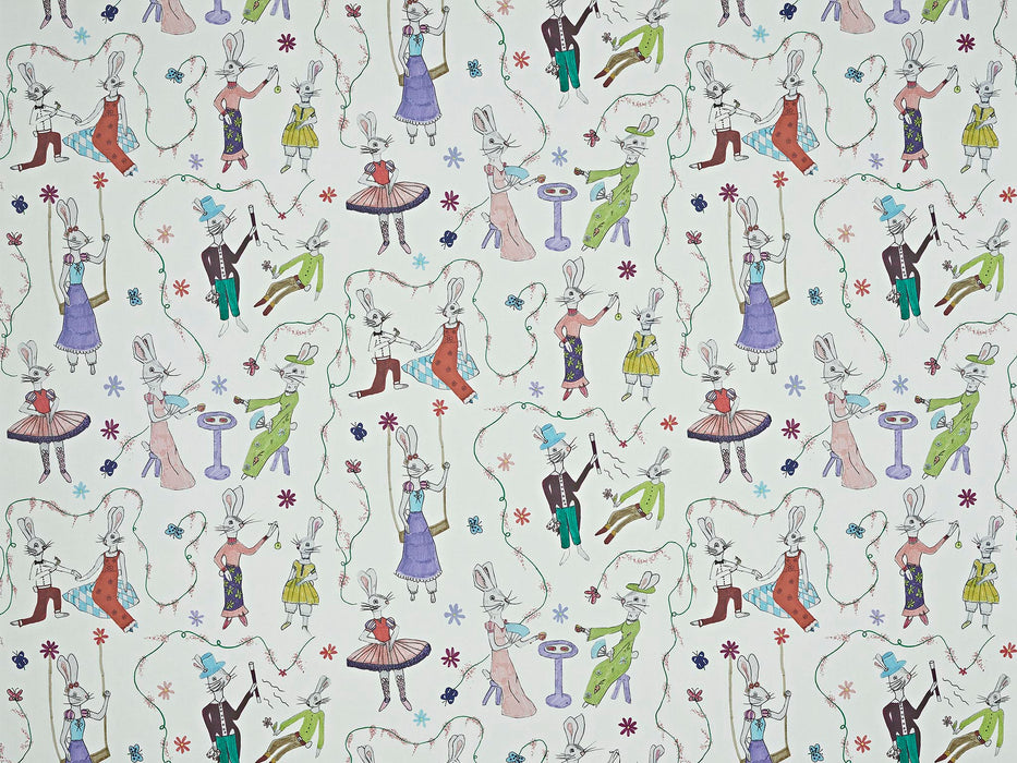 Pierre Frey Les Lapins De Charlotte Multicolore Wallpaper Sample FP811001