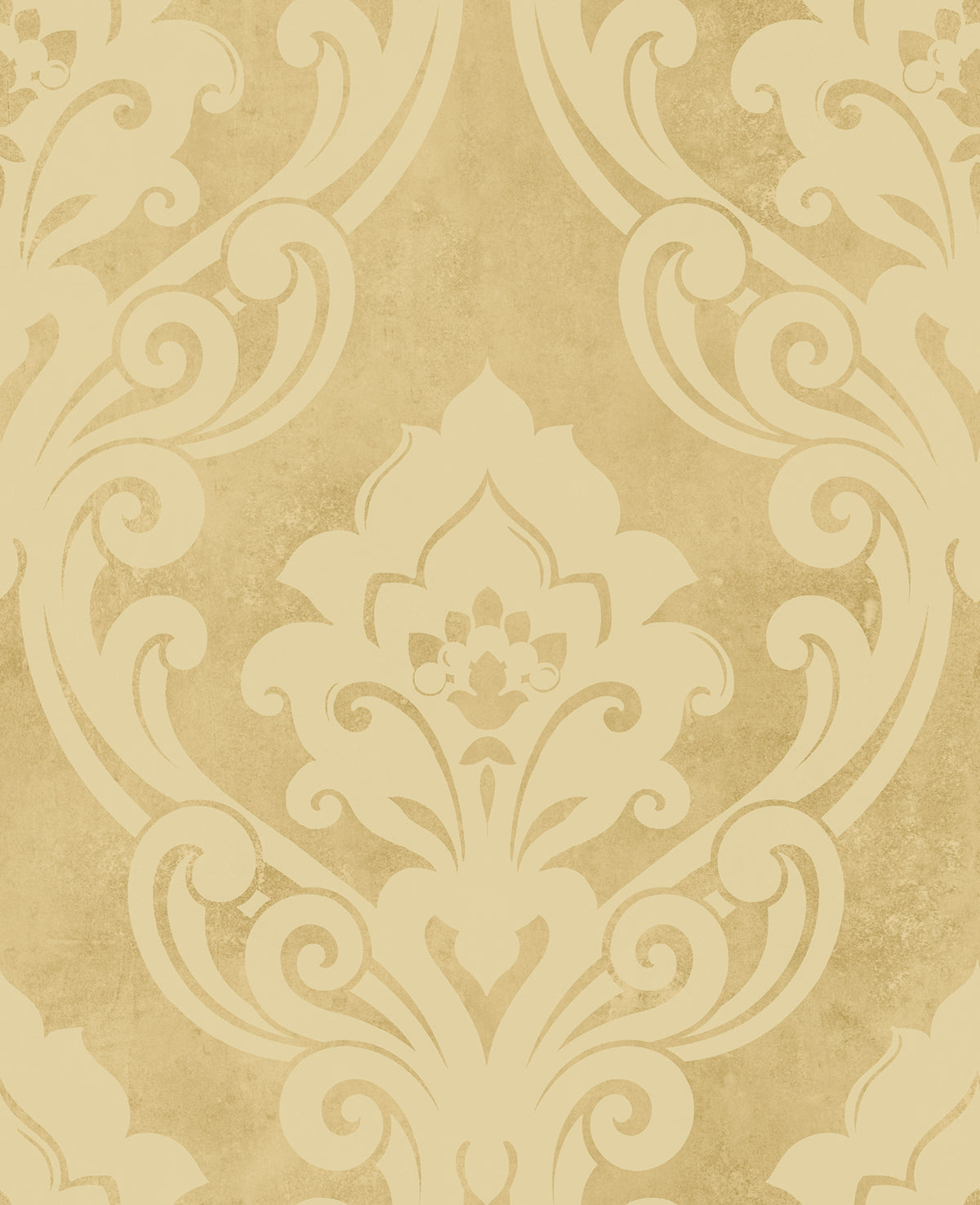 Seabrook Designs Vogue Damask Metallic Gold And Buttercup Wallpaper NE50100