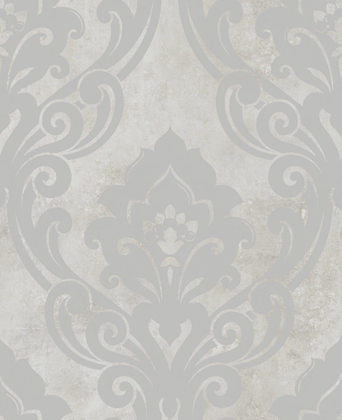 Seabrook Designs Vogue Damask Metallic Silver And Greige Wallpaper NE50108