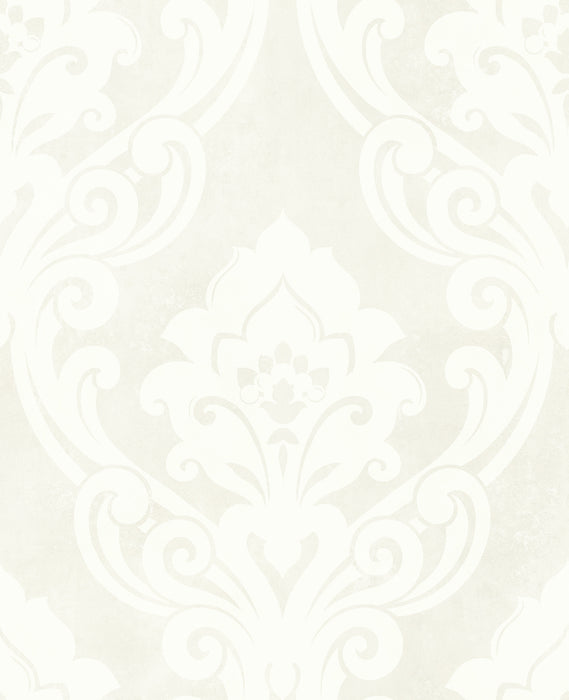 Seabrook Designs Vogue Damask Metallic And Gray Wallpaper Sample NE50110