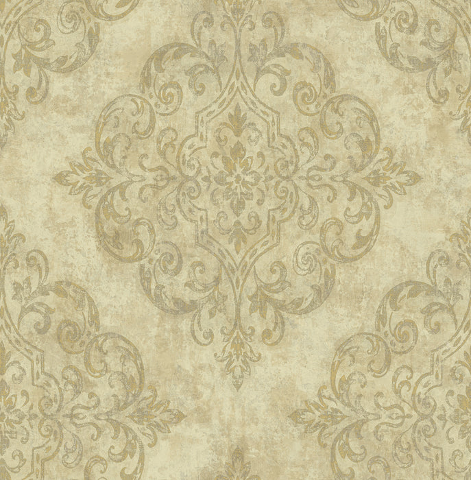 Seabrook Designs Atelier Metallic Gold And Off-white Wallpaper NE50307