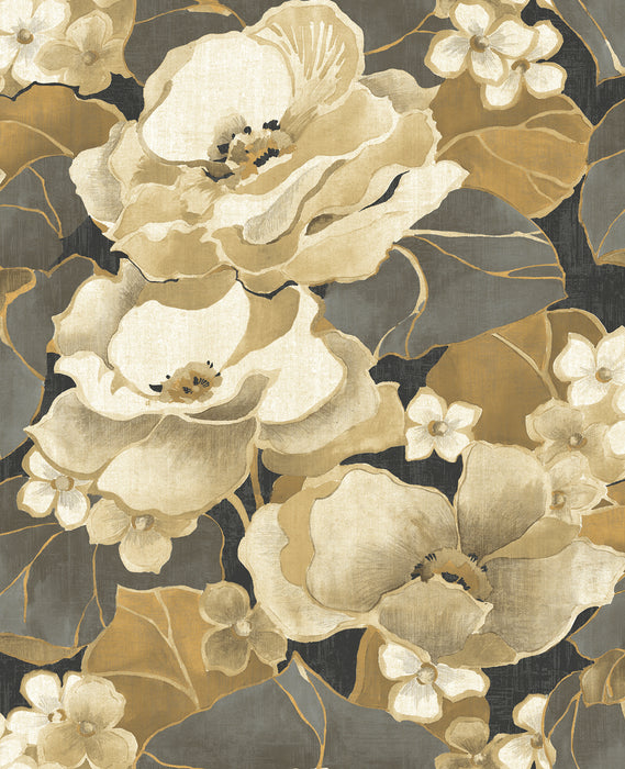 Seabrook Designs Adorn Metallic Gold & Ebony Wallpaper Sample NE50500