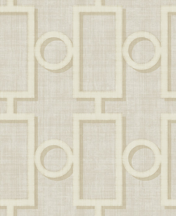 Seabrook Designs Adorn Geo Cream And Off-white Wallpaper Sample NE50605