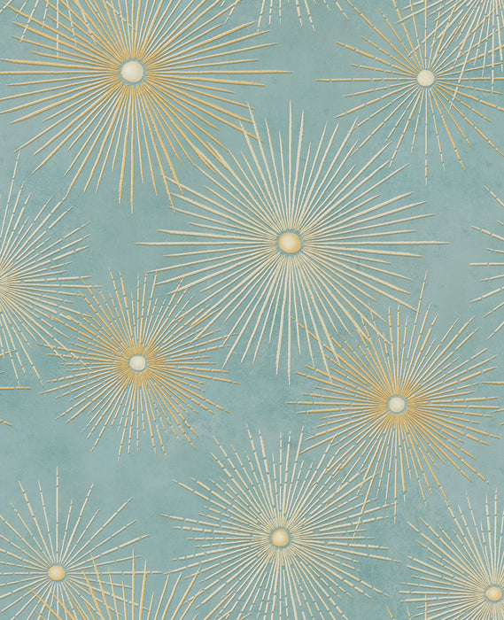 Seabrook Designs Catwalk Teal And Metallic Gold Wallpaper Sample NE51004