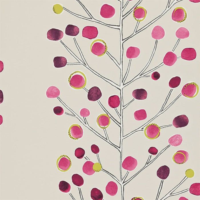 Scion Berry Tree Plim/Berry/Lime/Mink 110204 Wallpaper Sample NMEL110204