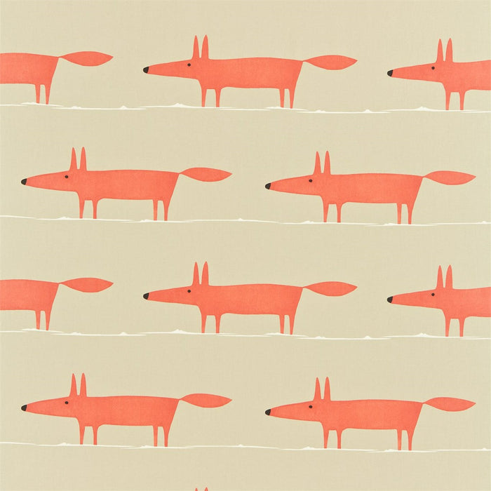 Scion Mr. Fox Neutral/Paprika 120071 Fabric Sample NMEL120071