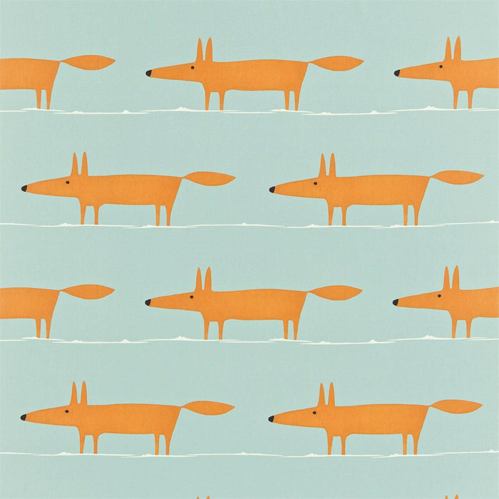 Scion Mr. Fox Sky/Tangerine/Chalk 120072 Fabric Sample NMEL120072