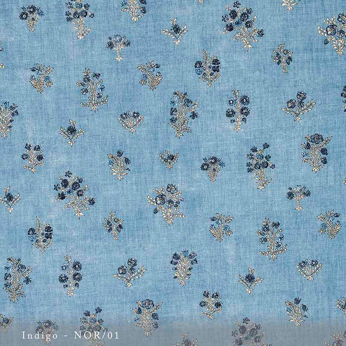 Lisa Fine Noor Indigo Fabric Sample NOR-01