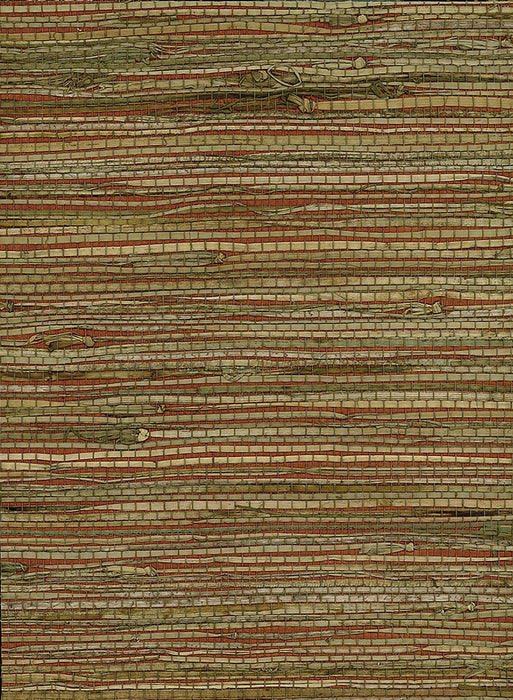 Seabrook Designs Rushcloth Red, Tan Wallpaper Sample NR161X