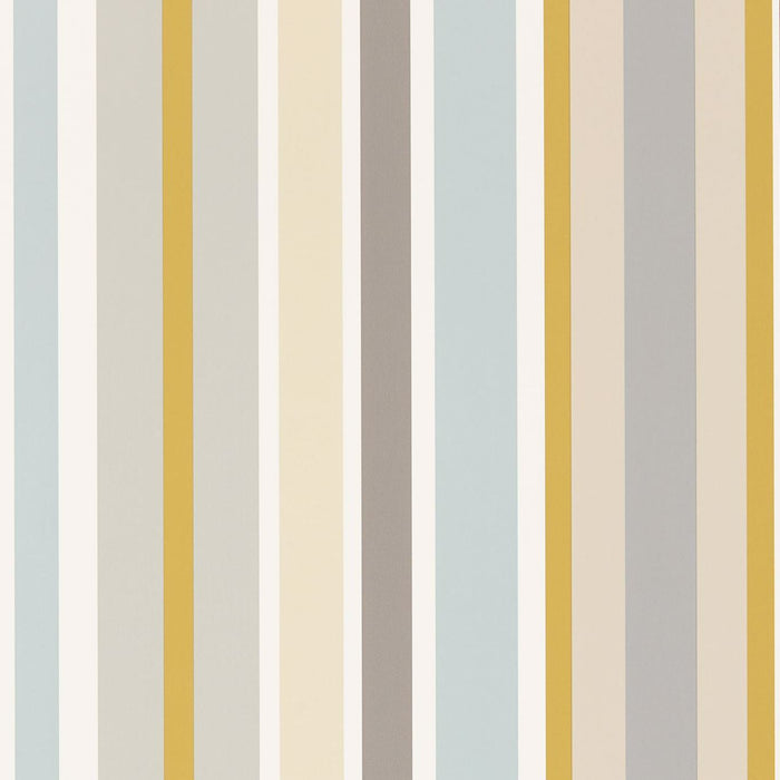 Scion Jelly Tot Stripe Slate/Biscuit/Maize 111262 Wallpaper Sample NSCK111262