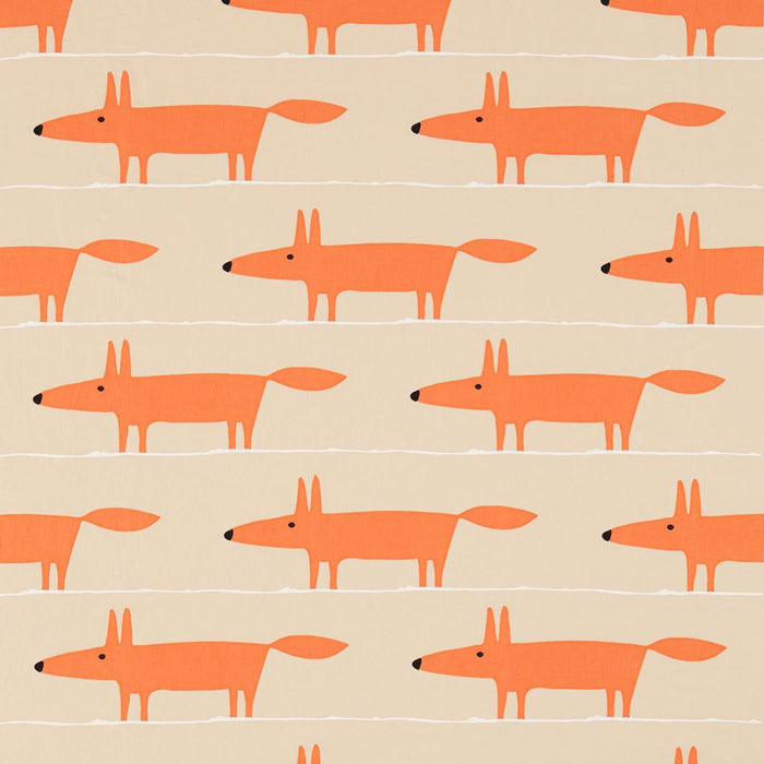 Scion Mr Fox Tangerine/Linen 131655 Fabric Sample NSCK131655