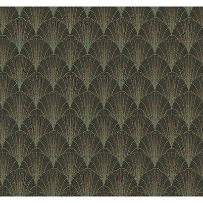 York Scalloped Pearls Black & Gold Metallic Wallpaper NV5548