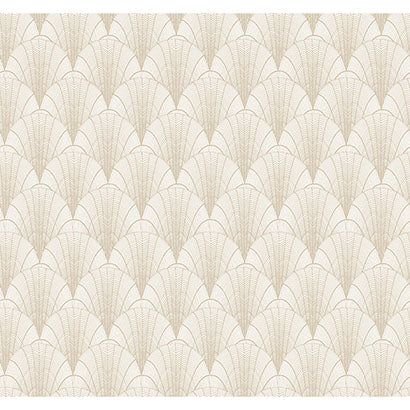 York Scalloped Pearls White & Gold Metallic Wallpaper NV5549