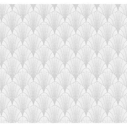 York Scalloped Pearls White & Silver Metallic Wallpaper NV5550