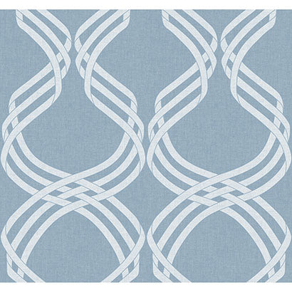 York Dante Ribbon Blue & White Wallpaper NV5569