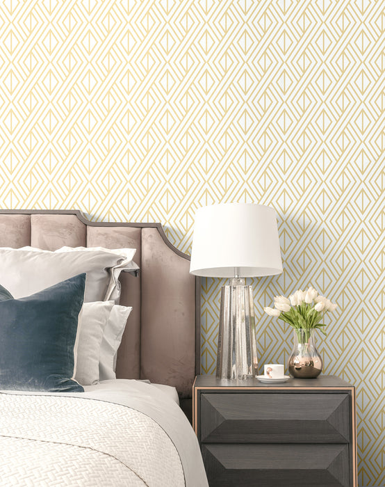 NextWall Gold Diamond Geometric Metallic Gold Wallpaper Sample NW30105