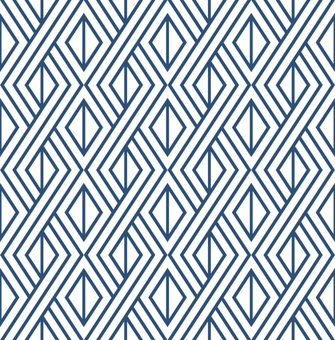 NextWall Navy Diamond Geometric Navy & White Wallpaper NW30106