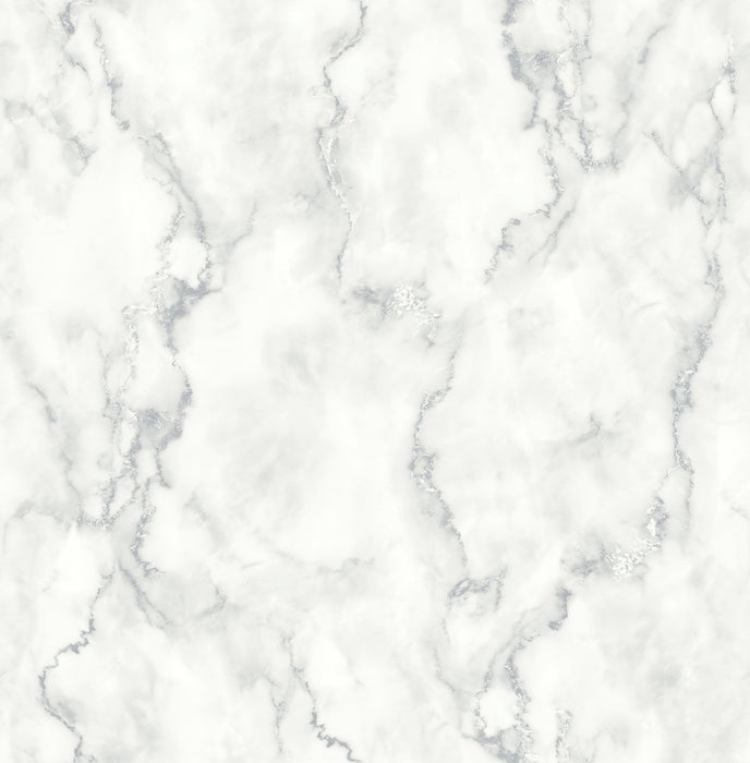 NextWall Faux Marble Gray & Metallic Silver Wallpaper Sample NW30400