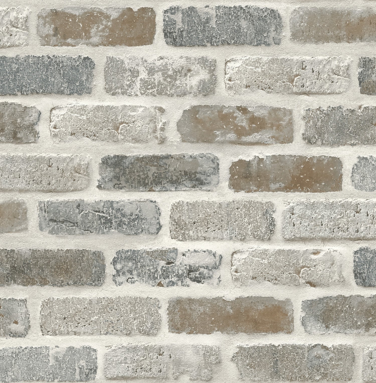 NextWall Washed Brick Soft Gray & Rust Wallpaper NW30500