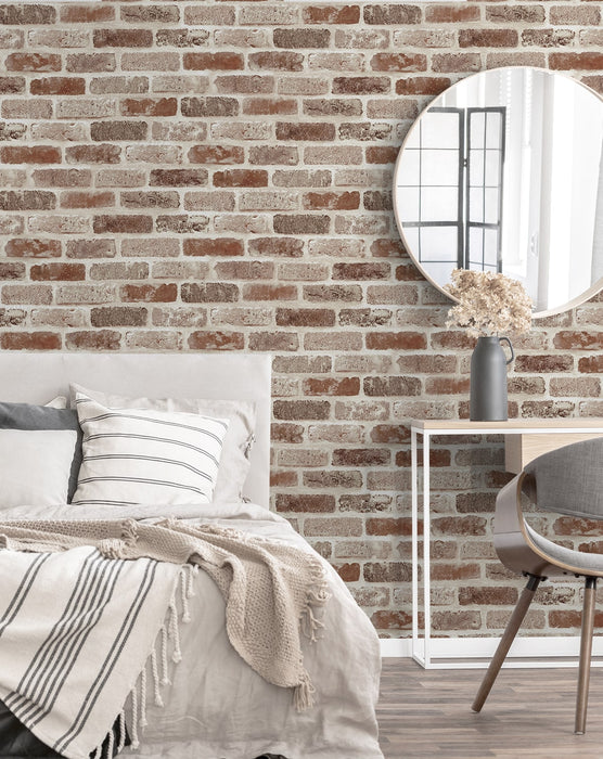 NextWall Washed Brick Adobe Wallpaper Sample NW30501