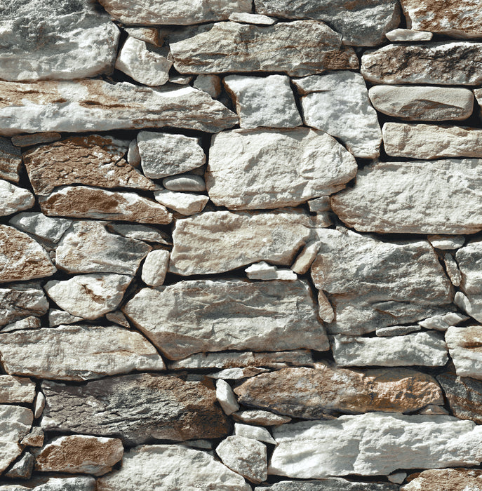 NextWall Stone Wall Brown & Gray Wallpaper NW30900