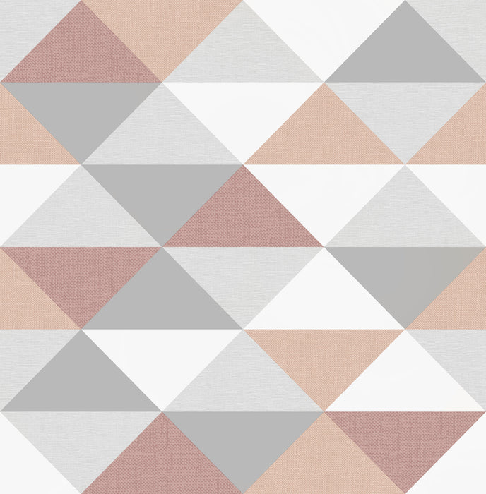 NextWall Mod Triangles Pink & Metallic Silver Wallpaper Sample NW31100