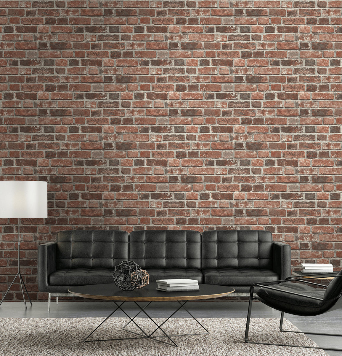 NextWall Distressed Red Brick Red & Charcoal Wallpaper NW31700