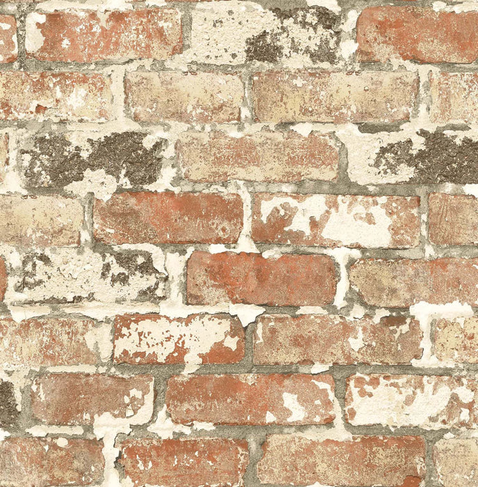 NextWall Weathered Red Brick Red Brick & Charcoal Wallpaper Sample NW32301