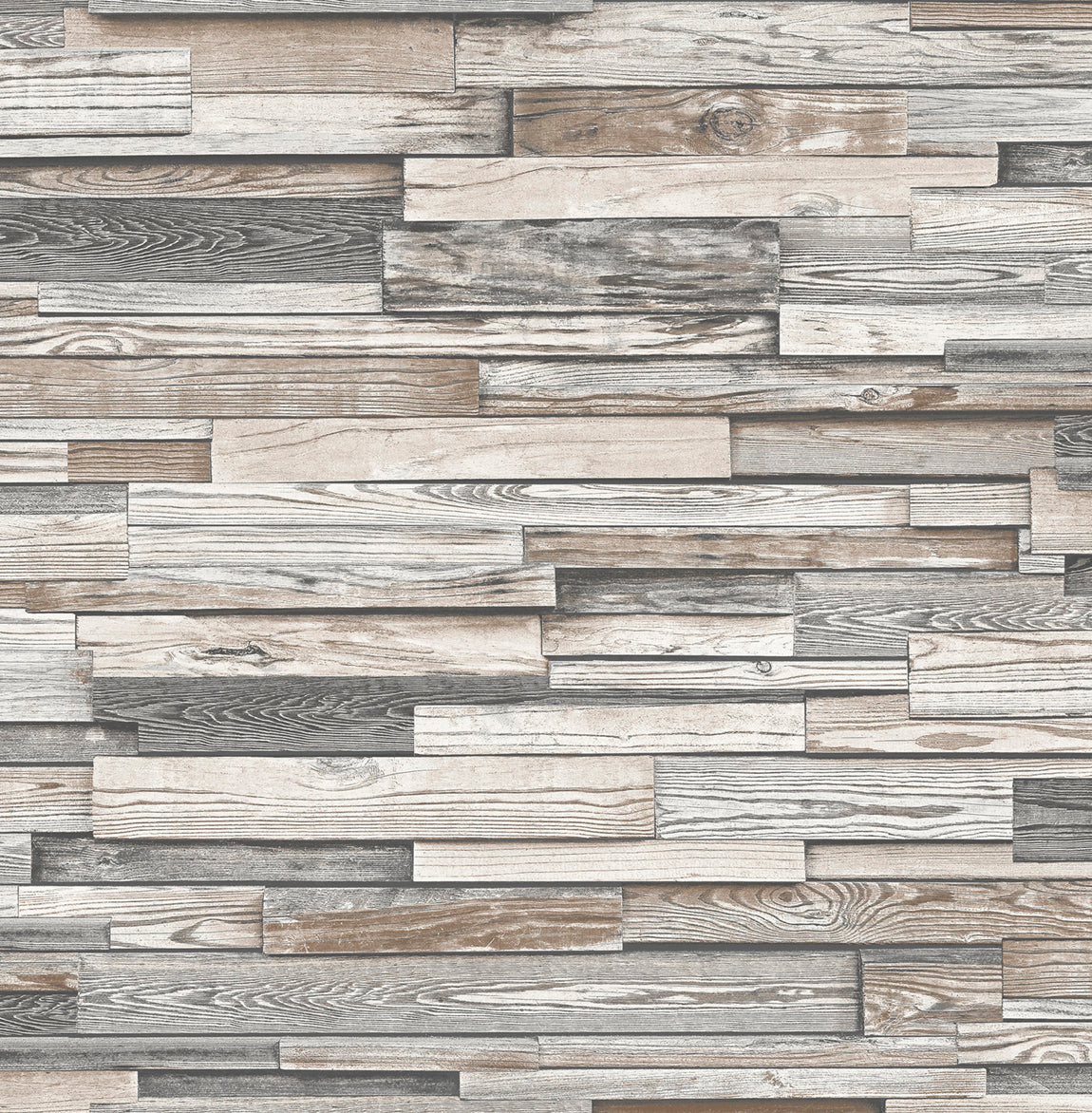 NextWall Reclaimed Wood Plank Light Gray & Brown Wallpaper NW32600