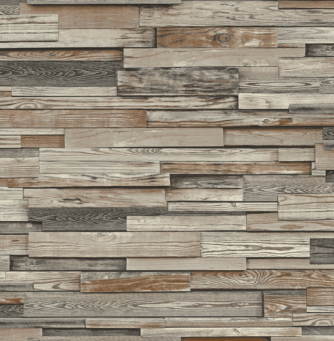 NextWall Reclaimed Wood Plank Charcoal & Brown Wallpaper NW32601