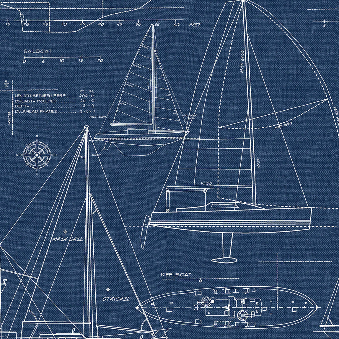 NextWall Yacht Club Navy Blue Wallpaper NW32902