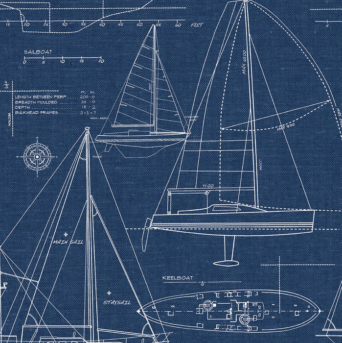 NextWall Yacht Club Navy Blue Wallpaper Sample NW32902