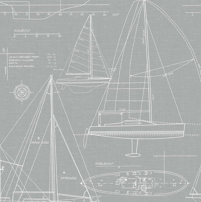 NextWall Yacht Club Gray Wallpaper Sample NW32908