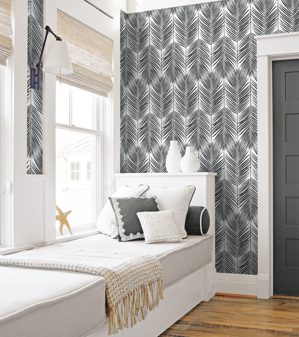 NextWall Paradise Palm Ebony Wallpaper NW33000