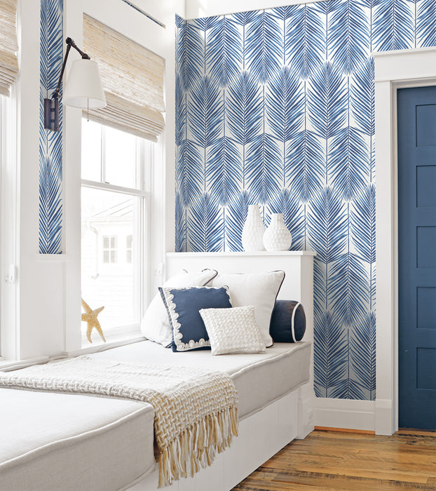 NextWall Paradise Palm Coastal Blue Wallpaper NW33002