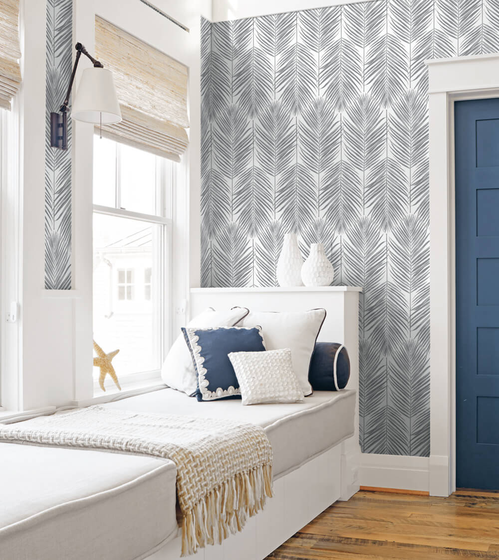 NextWall Paradise Palm Daydream Gray Wallpaper NW33008