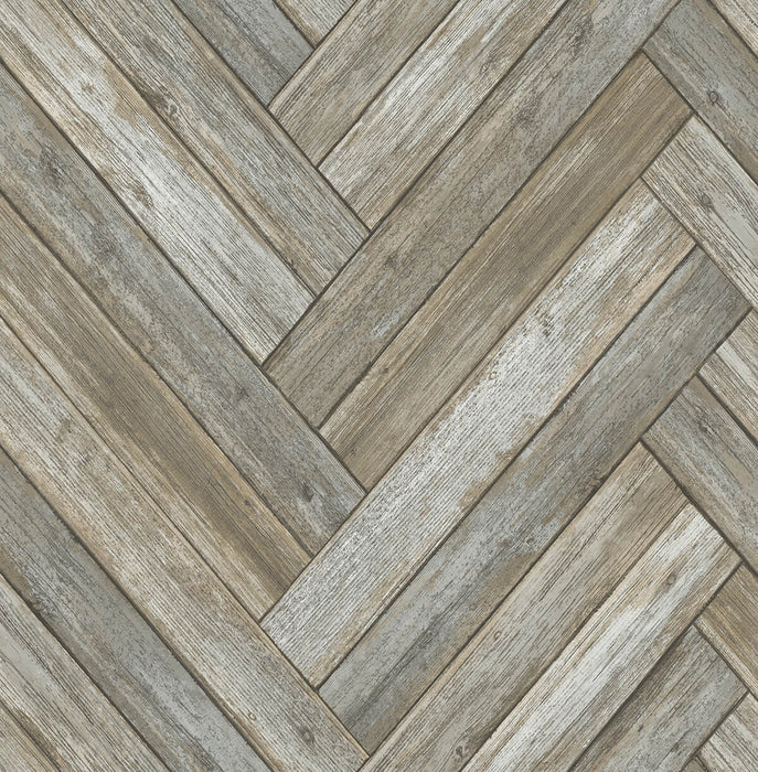 NextWall Chevron Wood Taupe & Beige Wallpaper Sample NW33308