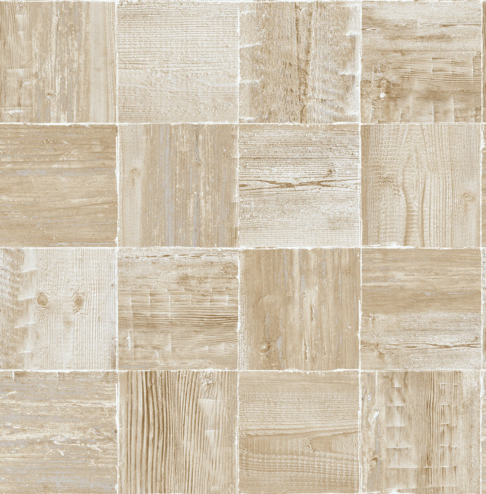 NextWall Wood Block Wheat Wallpaper Sample NW33408