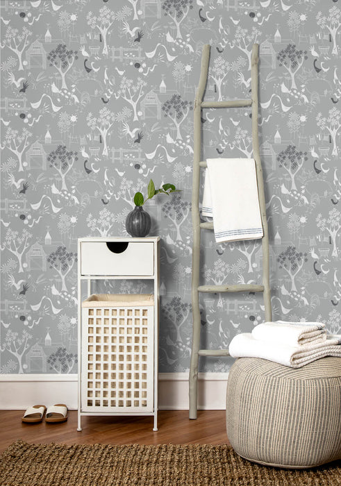 NextWall Rise And Shine Grey Wallpaper Sample NW34308