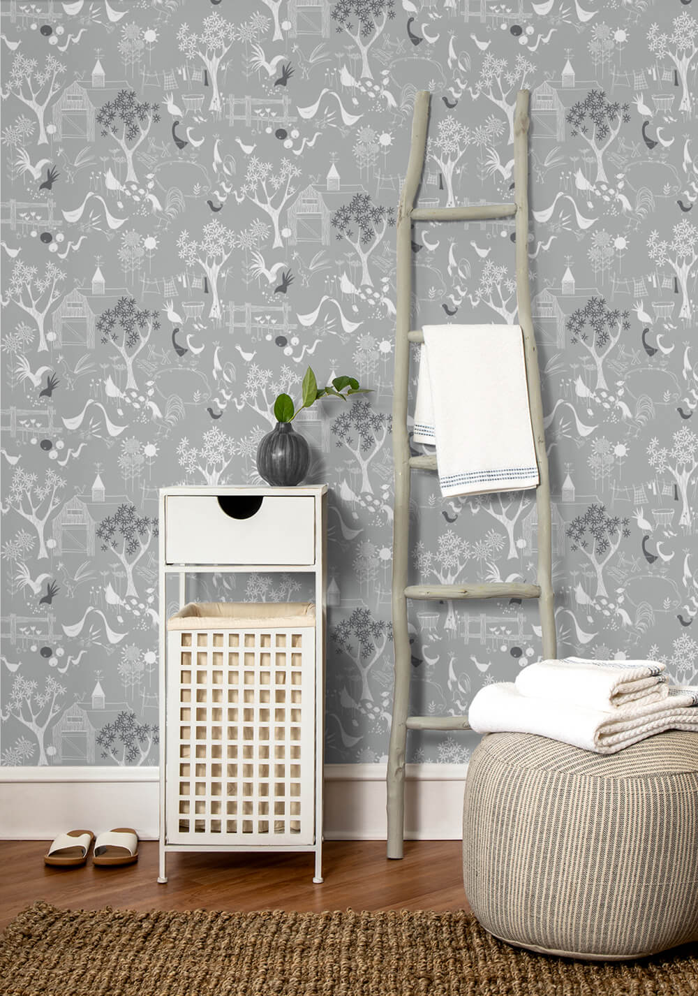 NextWall Rise And Shine Grey Wallpaper NW34308