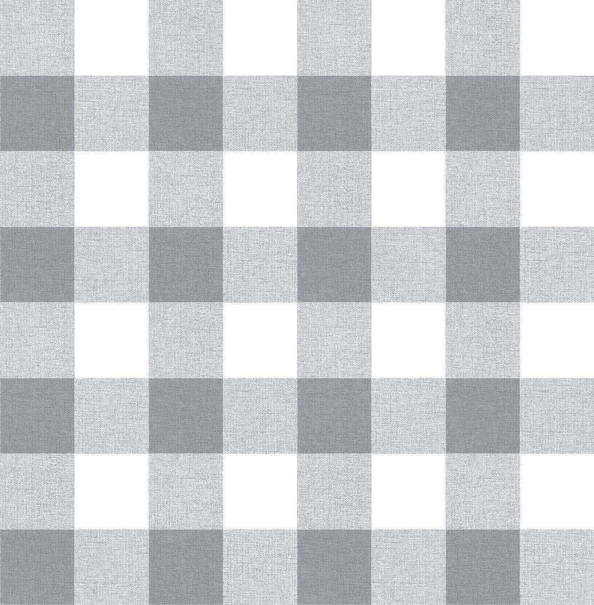 NextWall Picnic Plaid Gray & White Wallpaper Sample NW34508