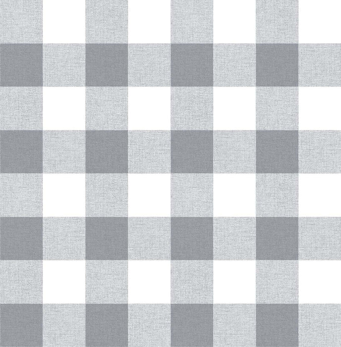 NextWall Picnic Plaid Gray & White Wallpaper NW34508