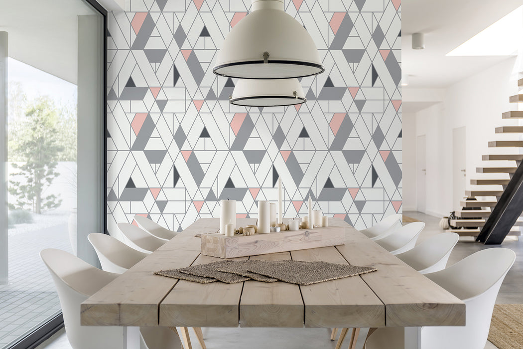 NextWall Kaleidoscope Pink & Charcoal Wallpaper NW34701