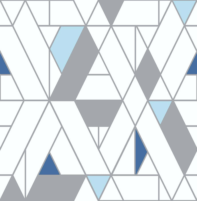 NextWall Kaleidoscope Blue & Gray Wallpaper NW34702