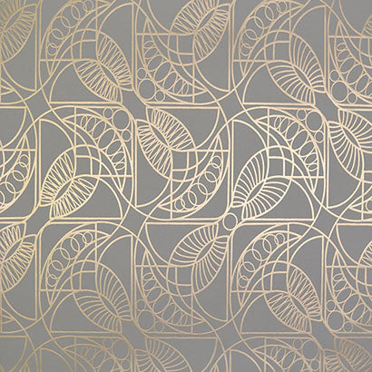 York Cartouche Grey & Gold Wallpaper NW3525