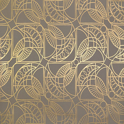 York Cartouche Khaki & Gold Wallpaper NW3526