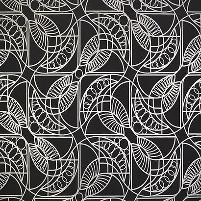 York Cartouche Black & Silver Wallpaper NW3528