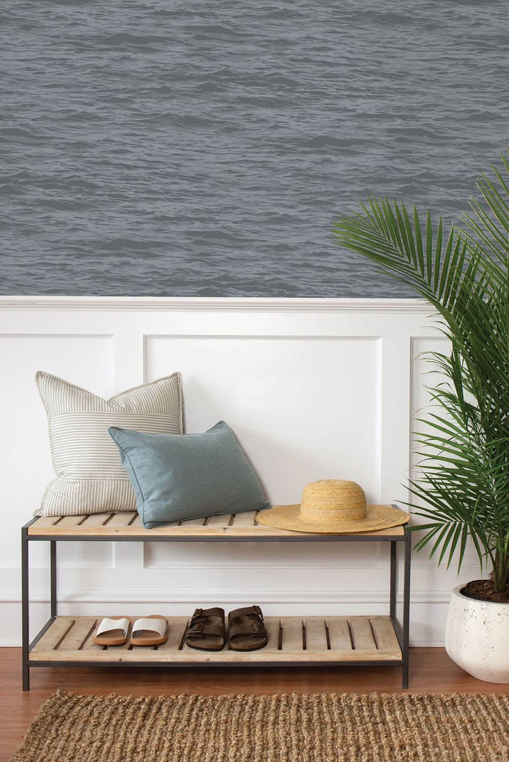 NextWall Serene Sea Cove Gray Wallpaper NW35908